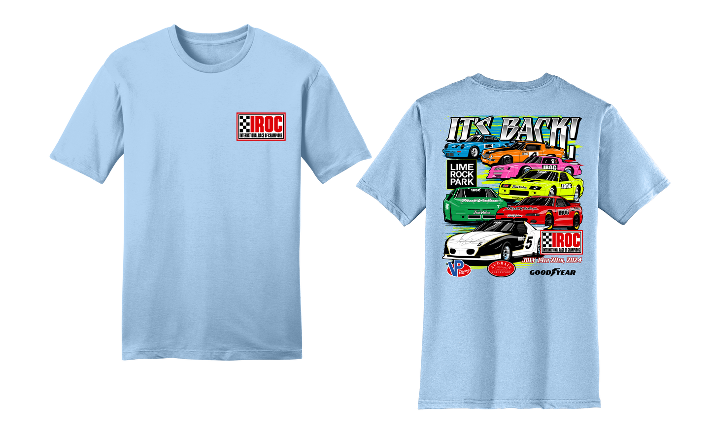 2024 IROC Lime Rock Park Event Tee Ice Blue